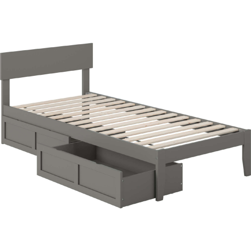 Boston Twin Extra Long Bed with 2 Extra Long Drawers in Grey
