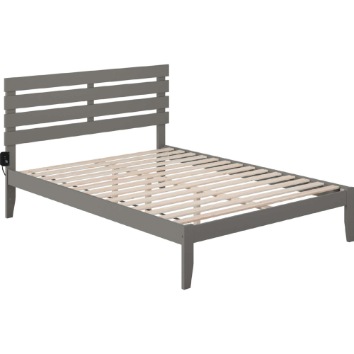 Oxford Queen Bed with USB Turbo Charger in Grey