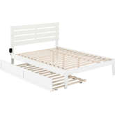 Oxford Queen Bed with USB Turbo Charger & Twin Extra Long Trundle in White