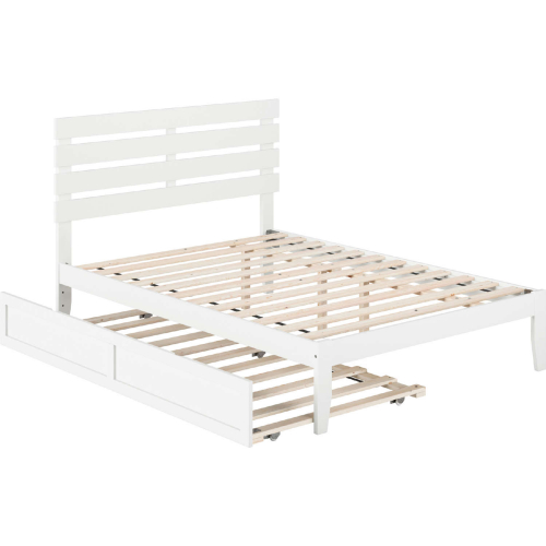 Oxford Full Bed with USB Turbo Charger & Twin Trundle in White