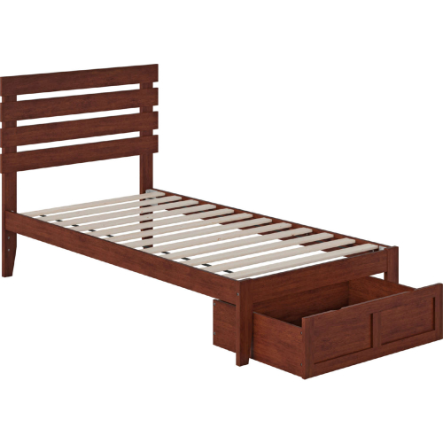 Oxford Twin Bed with Foot Drawer & USB Turbo Charger in Walnut