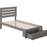 Oxford Twin Bed with Foot Drawer & USB Turbo Charger in Grey