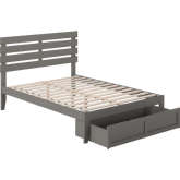 Oxford Full Bed with Foot Drawer & USB Turbo Charger in Grey
