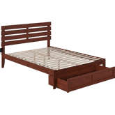 Oxford Queen Bed with Foot Drawer & USB Turbo Charger in Walnut