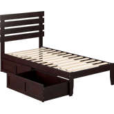 Oxford Twin Bed with 2 Drawers in Espresso Finish