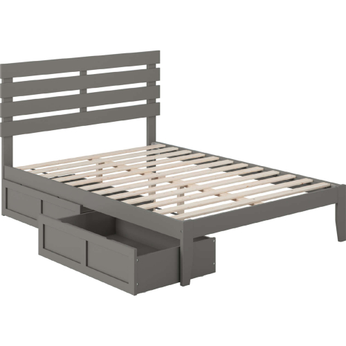 Oxford Full Bed with USB Turbo Charger & 2 Drawers in Grey