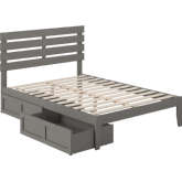 Oxford Full Bed with USB Turbo Charger & 2 Drawers in Grey