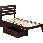 Oxford Twin XL Bed with 2 Drawers in Espresso Finish