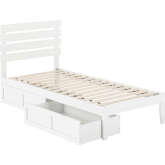 Oxford Twin Extra Long Bed with USB Turbo Charger & 2 Extra Long Drawers in White