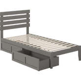 Oxford Twin Extra Long Bed with USB Turbo Charger & 2 Extra Long Drawers in Grey