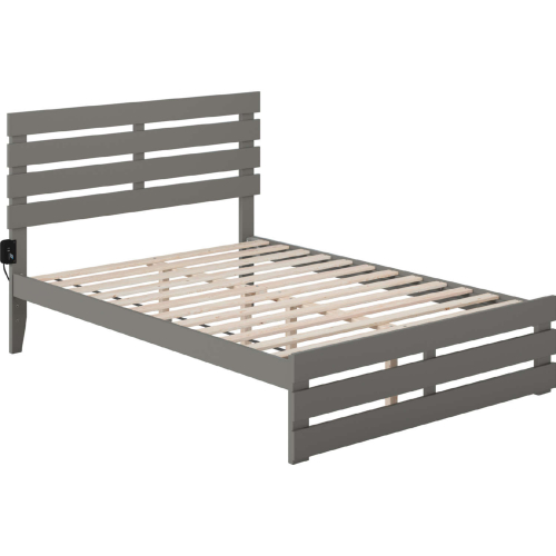 Oxford Full Bed with Footboard & USB Turbo Charger in Grey