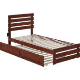 Oxford Twin Extra Long Bed with Footboard, Turbo Charger & Trundle in Walnut