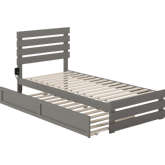 Oxford Twin Extra Long Bed with Footboard, Turbo Charger & Trundle in Grey
