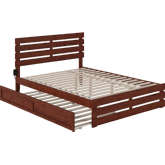 Oxford Queen Bed with Footboard, USB Turbo Charger & Twin Ex Long Trundle in Walnut