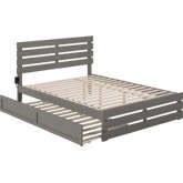 Oxford Queen Bed with Footboard, USB Turbo Charger & Twin Ex Long Trundle in Grey