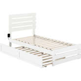 Oxford Twin Bed with Footboard & USB Turbo Charger with Twin Trundle in White
