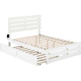 Oxford Full Bed with Footboard & USB Turbo Charger with Twin Trundle in White