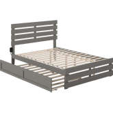 Oxford Full Bed with Footboard & USB Turbo Charger with Twin Trundle in Grey