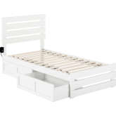 Oxford Twin Bed with Footboard, USB Turbo Charger & 2 Drawers in White