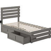 Oxford Twin Bed with Footboard, USB Turbo Charger & 2 Drawers in Grey