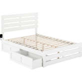 Oxford Full Bed with Footboard, USB Turbo Charger & 2 Drawers in White