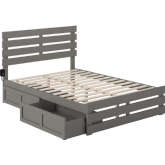 Oxford Full Bed with Footboard, USB Turbo Charger & 2 Drawers in Grey