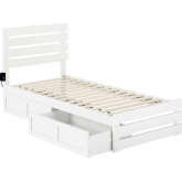 Oxford Twin Ex Long Bed with Footboard, USB Turbo Charger & 2 Ex Long Drawers in White