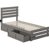 Oxford Twin Ex Long Bed with Footboard, USB Turbo Charger & 2 Ex Long Drawers in Grey