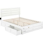 Oxford Queen Bed with Footboard, USB Turbo Charger & 2 Extra Long Drawers in White