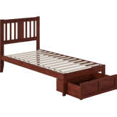 Tahoe Twin Bed with Foot Drawer & USB Turbo Charger in Walnut