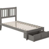Tahoe Twin Bed with Foot Drawer & USB Turbo Charger in Grey