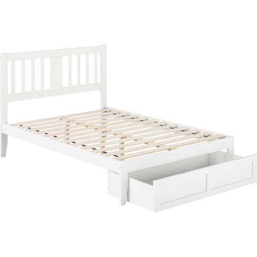 Tahoe Full Bed with Foot Drawer & USB Turbo Charger in White