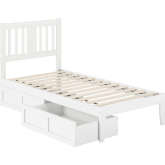Tahoe Twin Bed with USB Turbo Charger & 2 Drawers in White