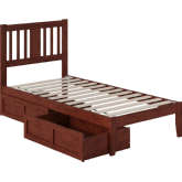 Tahoe Twin Bed with USB Turbo Charger & 2 Drawers in Walnut
