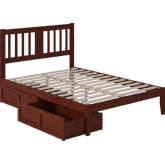 Tahoe Full Bed with USB Turbo Charger & 2 Drawers in Walnut