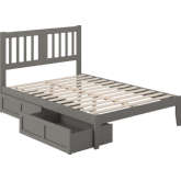 Tahoe Full Bed with USB Turbo Charger & 2 Drawers in Grey