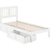 Tahoe Twin XL Bed with USB Turbo Charger & 2 XL Drawers in White