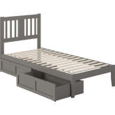 Tahoe Twin XL Bed with USB Turbo Charger & 2 XL Drawers in Grey
