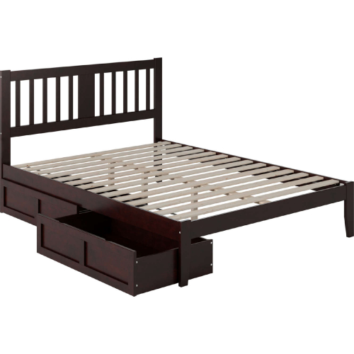 Tahoe Queen Bed with 2 Drawers in Espresso Finish Wood