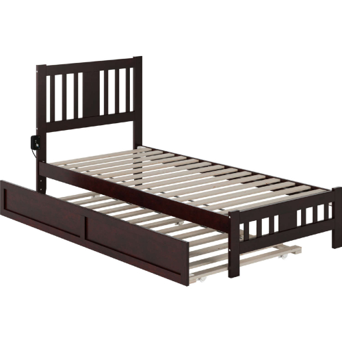 Tahoe Twin XL Bed with Footboard & Twin XL Trundle in Espresso Finish Wood