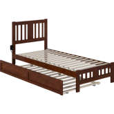 Tahoe Twin XL Bed with Footboard & Twin XL Trundle in Walnut Finish