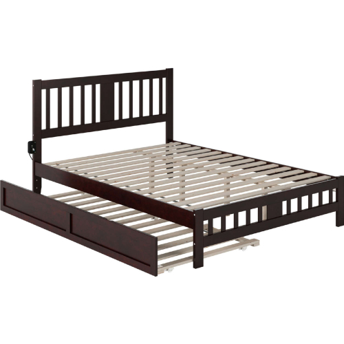 Tahoe Queen Bed with Footboard & Twin XL Trundle in Espresso Finish Wood