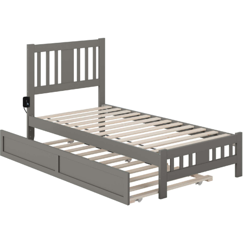 Tahoe Twin Bed with Footboard & Twin Trundle in Grey Finish