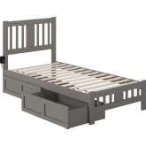 Tahoe Twin Bed with Footboard & 2 Drawers in Grey Finish