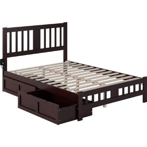 Tahoe Full Bed with Footboard & 2 Drawers in Espresso Finish Wood