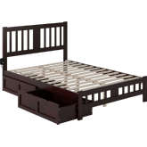 Tahoe Full Bed with Footboard & 2 Drawers in Espresso Finish Wood