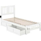 Tahoe Twin XL Bed with Footboard & 2 Drawers in White Finish