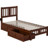 Tahoe Twin XL Bed with Footboard & 2 Drawers in Walnut Finish