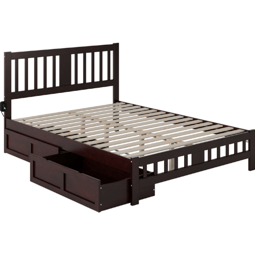 Tahoe Queen Bed with Footboard & 2 Drawers in Espresso Finish Wood