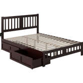 Tahoe Queen Bed with Footboard & 2 Drawers in Espresso Finish Wood